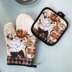 2pcs Colorful Cotton Oven Mitts Heat Resistant Microwave Baking Gloves