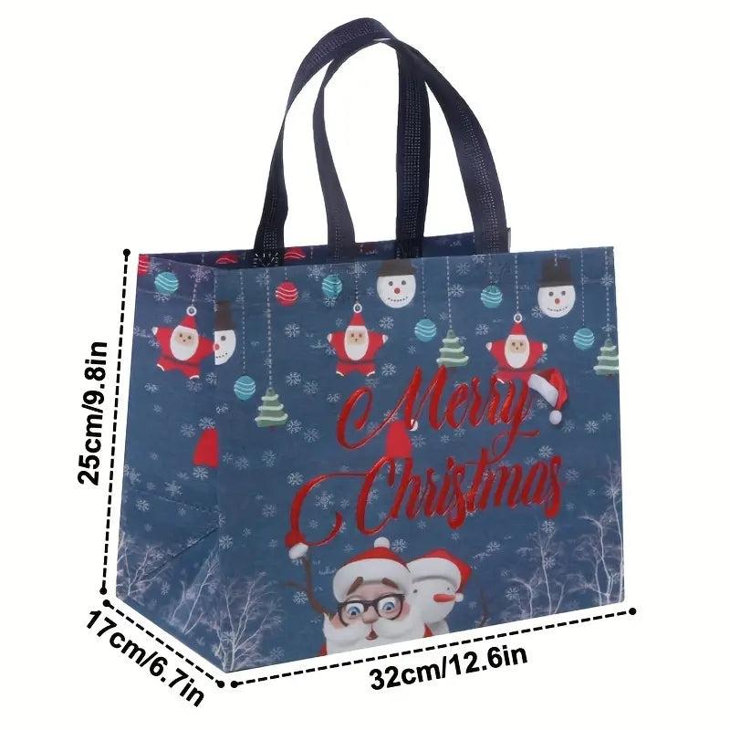 6pcs Christmas Gift Bags Reusable Handles Grocery Bags