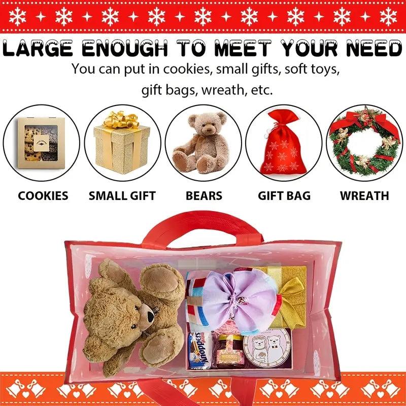 6pcs Christmas Gift Bags Reusable Handles Grocery Bags