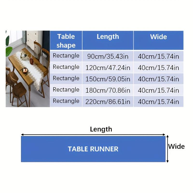 Polyester Table Runner Lace Tassel Embroidery Solid Table Cover Holiday Decor