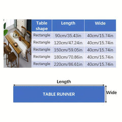 Polyester Table Runner Lace Tassel Embroidery Solid Table Cover Holiday Decor