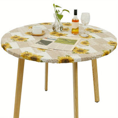 Elastic Edged Round Tablecloth Waterproof PVC Table Cover