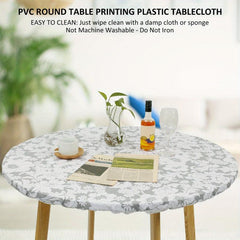 Elastic Edged Round Tablecloth Waterproof PVC Table Cover
