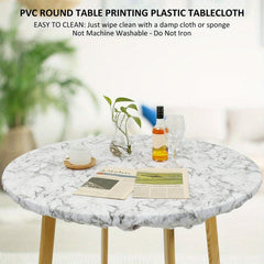 Elastic Edged Round Tablecloth Waterproof PVC Table Cover