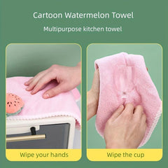 Coral Velvet Hand Towel Absorbent Watermelon Style Cleaning Towel