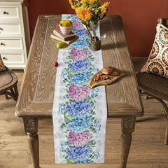 Polyester Table Runner Embroidery Flower Eucalyptus Leaf Butterfly Pattern