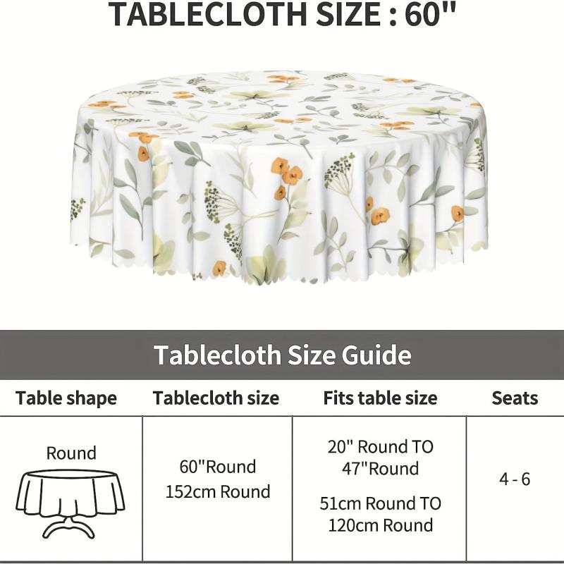 Botanical Farmhouse Style Floral Tablecloth Waterproof Stain