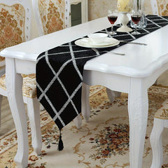 Velvet Bright Silk Jacquard Table Runner Modern Decor