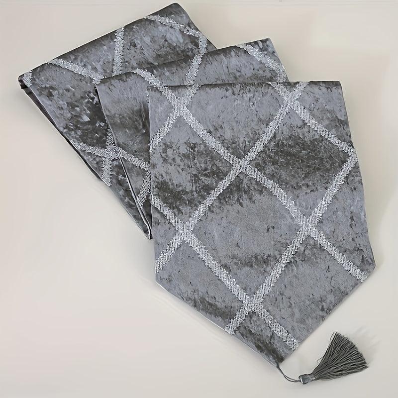 Velvet Bright Silk Jacquard Table Runner Modern Decor