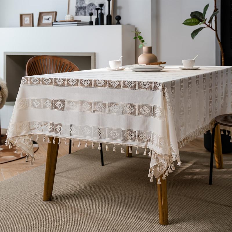 Polyester Table Cloth Forest Style Crochet Cover