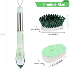 Soap Dispensing Dish Brush Set with 4 Replacement Heads & Holder