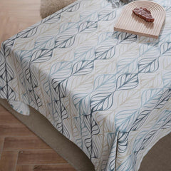 Polyester Tablecloth Curved Leaf Pattern American Table Cover Rustic Style