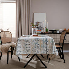 Polyester Tablecloth Curved Leaf Pattern American Table Cover Rustic Style