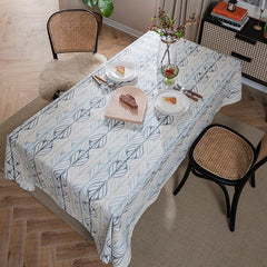 Polyester Tablecloth Curved Leaf Pattern American Table Cover Rustic Style
