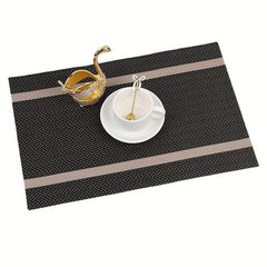 Set of 6 PVC Woven Vinyl Placemats Washable Reusable Table Mats