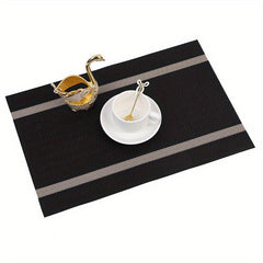 Set of 6 PVC Woven Vinyl Placemats Washable Reusable Table Mats