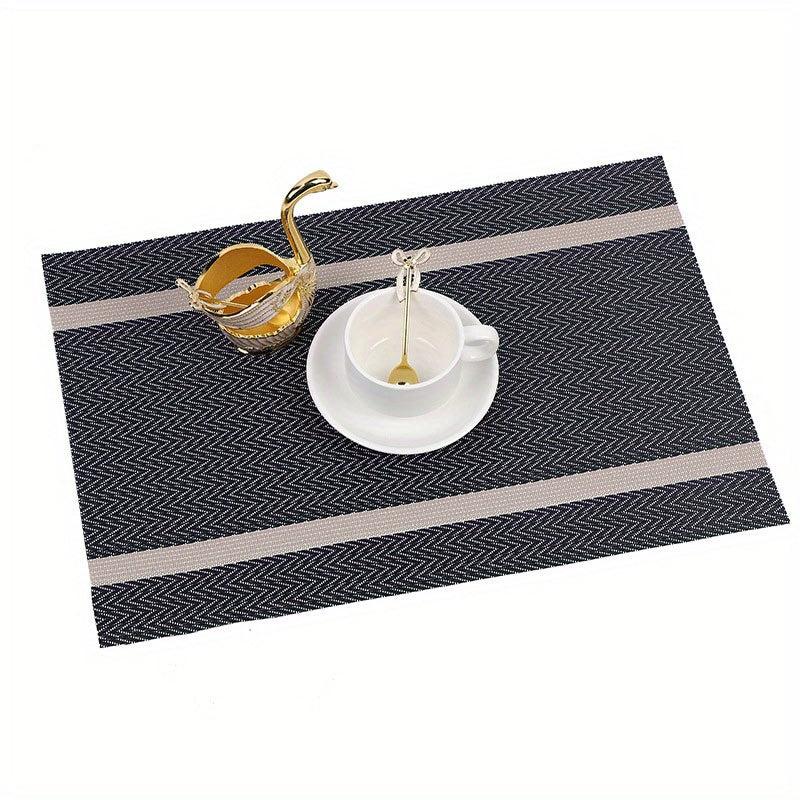 Set of 6 PVC Woven Vinyl Placemats Washable Reusable Table Mats
