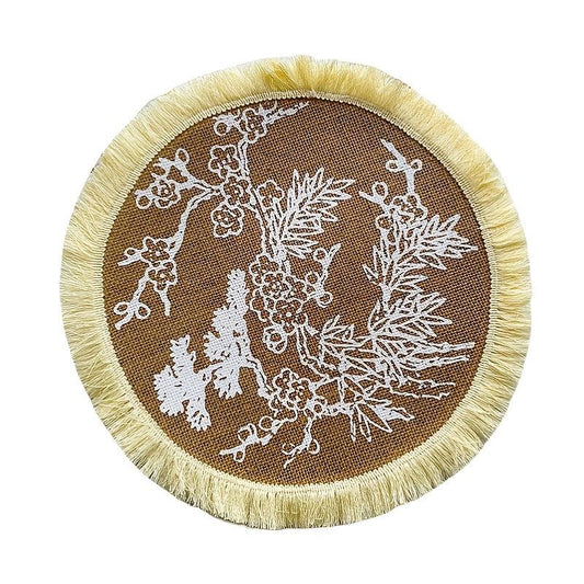 Heat Insulated Linen Coaster Jute Decorative Mat for Home Kitchen Tabletop