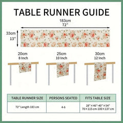 Pink Rose Spring Summer Table Runner Polyester Flowers Watercolor Wild Flowers