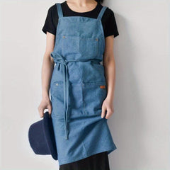 Denim Washing Apron for Kitchen Baking Art Manicure Gown