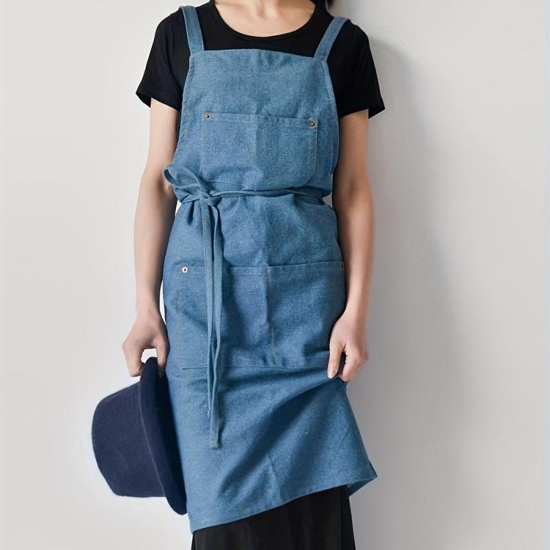 Denim Washing Apron for Kitchen Baking Art Manicure Gown