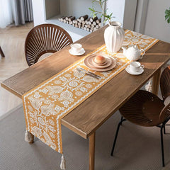 Polyester Table Runner Geometric Contrast Table Fabric Tea Table Decor
