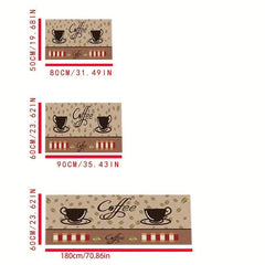 Coffee Printed Kitchen Rugs Absorbent Non Slip Cushioned Stain Resistant