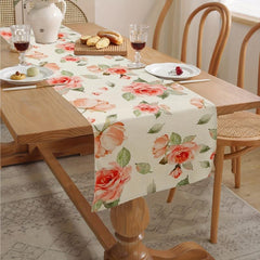 Polyester Table Runner Pink Rose Long Kitchen Dining Table Runner Spring