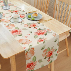 Polyester Table Runner Pink Rose Long Kitchen Dining Table Runner Spring