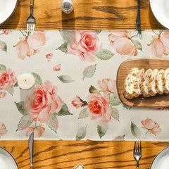 Polyester Table Runner Pink Rose Long Kitchen Dining Table Runner Spring