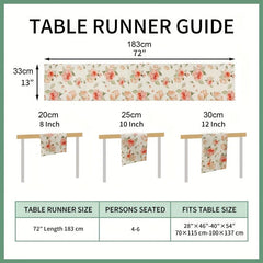 Polyester Table Runner Pink Rose Long Kitchen Dining Table Runner Spring