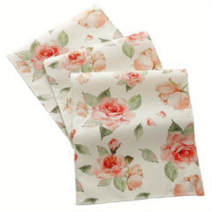 Polyester Table Runner Pink Rose Long Kitchen Dining Table Runner Spring