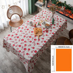 Red Candy Pattern Tablecloth, Christmas Holiday Fabric Rectangle