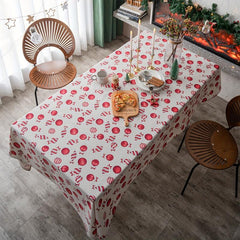 Red Candy Pattern Tablecloth, Christmas Holiday Fabric Rectangle