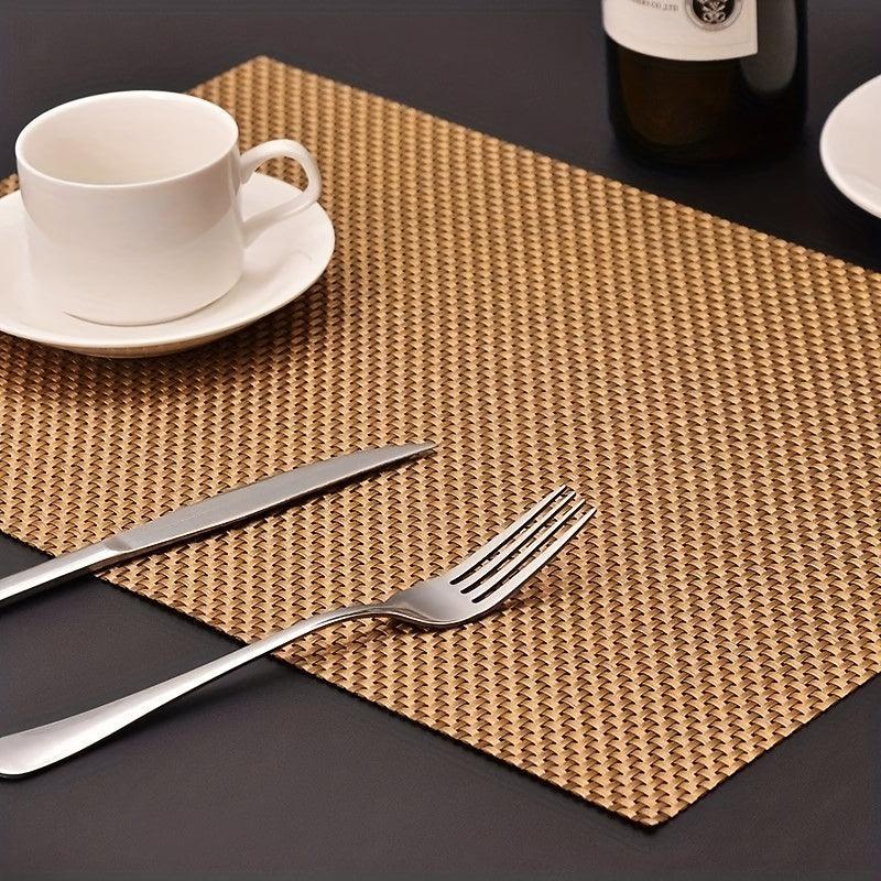 4pcs Western Style Rectangle Placemats Heat Insulating Dinner Plate Pad