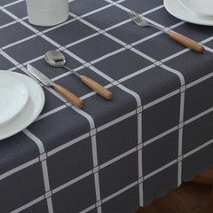 Waterproof Grey Check Tablecloth for Picnics, Camping, Parties
