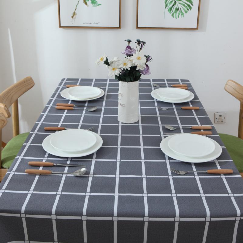 Waterproof Grey Check Tablecloth for Picnics, Camping, Parties