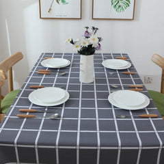 Waterproof Grey Check Tablecloth for Picnics, Camping, Parties