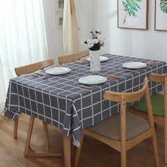 Waterproof Grey Check Tablecloth for Picnics, Camping, Parties