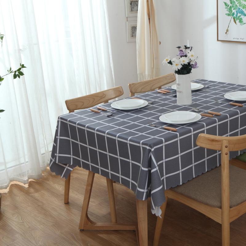 Waterproof Grey Check Tablecloth for Picnics, Camping, Parties