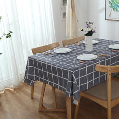 Waterproof Grey Check Tablecloth for Picnics, Camping, Parties