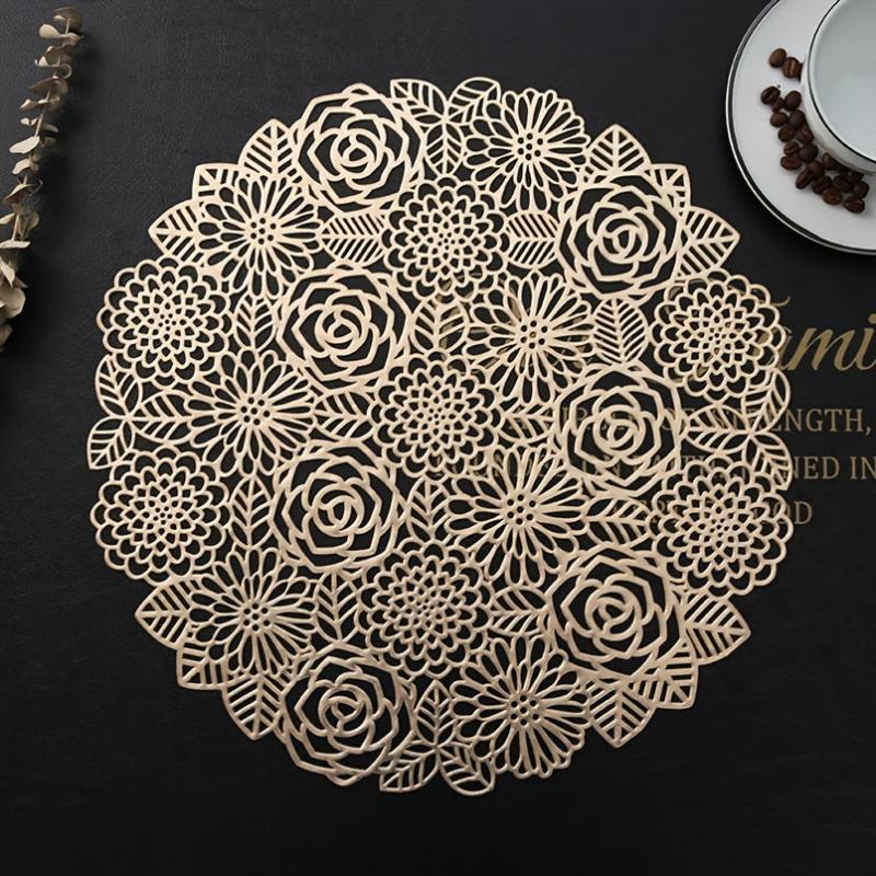 Rose PVC Placemats Insulated Anti Slip Washable for Home Kitchen Dining