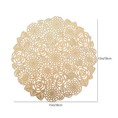 Rose PVC Placemats Insulated Anti Slip Washable for Home Kitchen Dining
