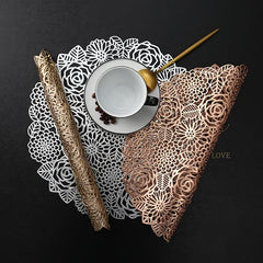 Rose PVC Placemats Insulated Anti Slip Washable for Home Kitchen Dining