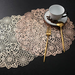 Rose PVC Placemats Insulated Anti Slip Washable for Home Kitchen Dining