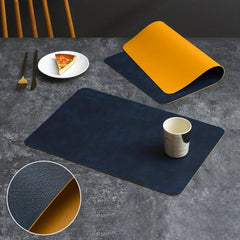 Nordic Western Placemat Double Layer Cowhide Pattern PU Leather Table Pad