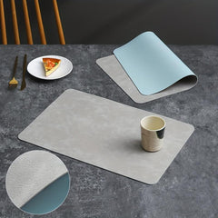 Nordic Western Placemat Double Layer Cowhide Pattern PU Leather Table Pad