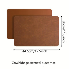 Nordic Western Placemat Double Layer Cowhide Pattern PU Leather Table Pad