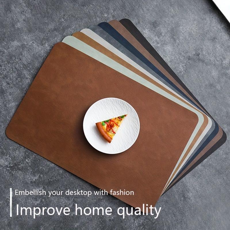 Nordic Western Placemat Double Layer Cowhide Pattern PU Leather Table Pad