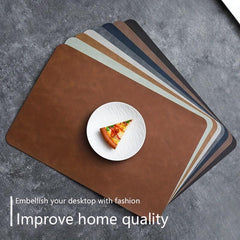 Nordic Western Placemat Double Layer Cowhide Pattern PU Leather Table Pad